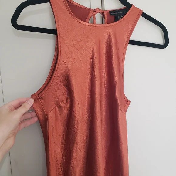 House of Harlow 1960 Copper Silky Midi/Maxi Slip Dress Small - Picture 3 of 13